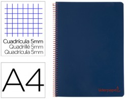Cuaderno espiral Liderpapel Wonder A4 tapa plástico 120h micro 90g c/5mm. color azul marino
